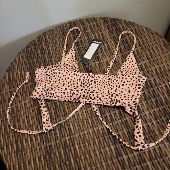 NWT Nasty Gal Animal Print String Bikini Top 6 Triangle Bralette Minimalist Y2K - Picture 9 of 9
